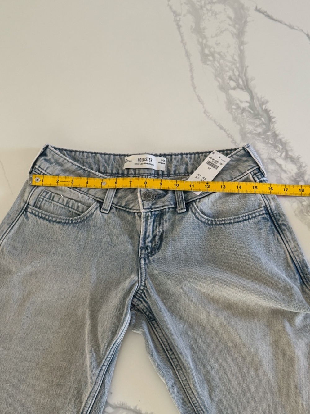 Hollister Ultra Low Rise Light Wash Baggy Jeans Size 0/1 or 25W NEW - Picture 5 of 8